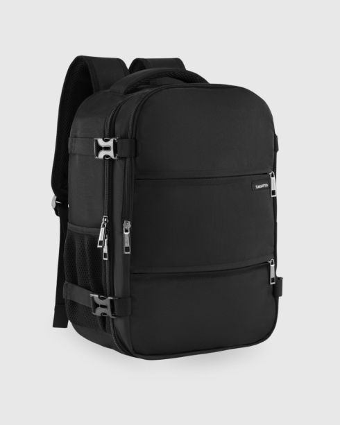 Czarny plecak podróżny do samolotu 40x30x20, poliester i nylon, Zagatto