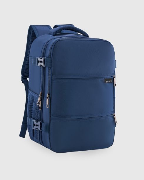 Niebieski plecak do samolotu 40x30x20 podróżny, poliester i nylon, Zagatto