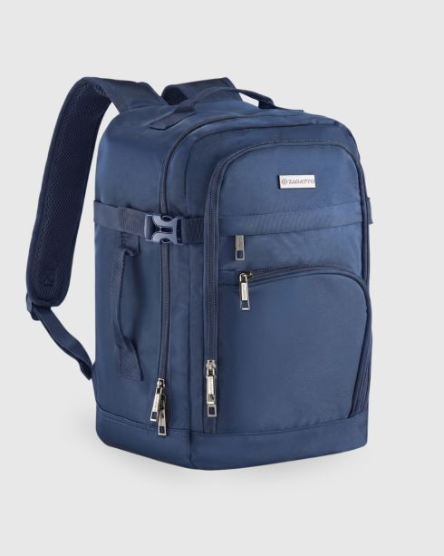 Niebieski plecak do samolotu 40x30x20 podróżny, poliester i nylon, Zagatto