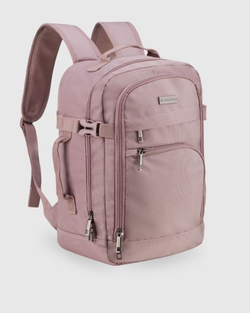 Różowy plecak do samolotu 40x30x20 podróżny, poliester i nylon, Zagatto