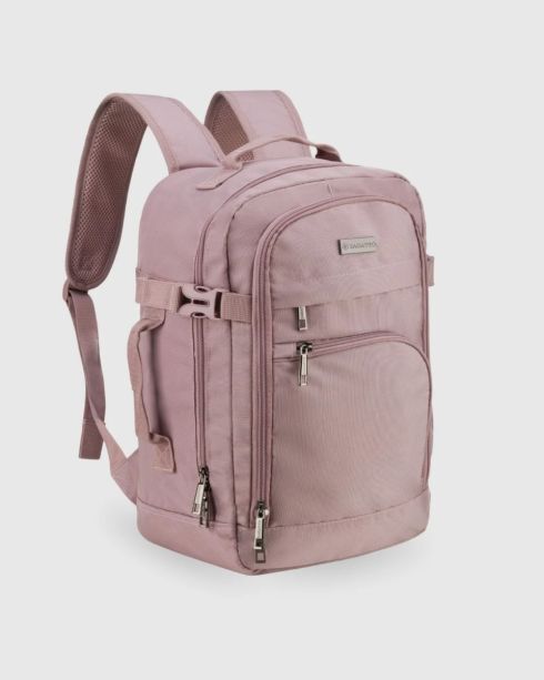 Różowy plecak do samolotu 40x30x20 podróżny, poliester i nylon, Zagatto – zdjęcie 2