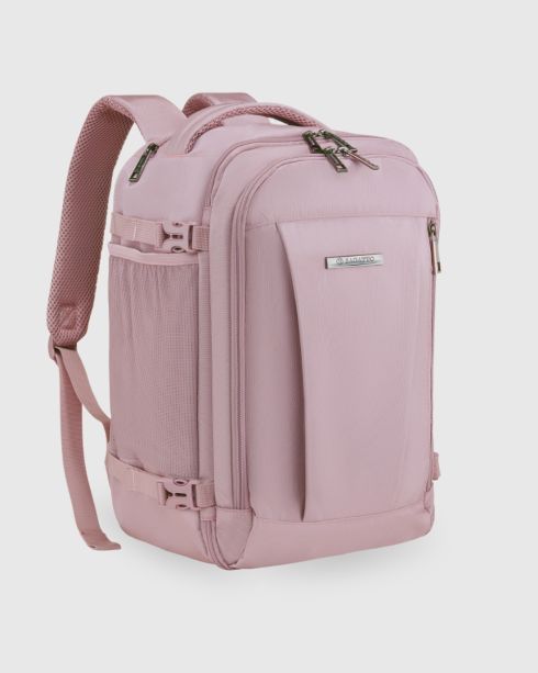 Różowy plecak do samolotu 40x30x20 podróżny, poliester i nylon, Zagatto