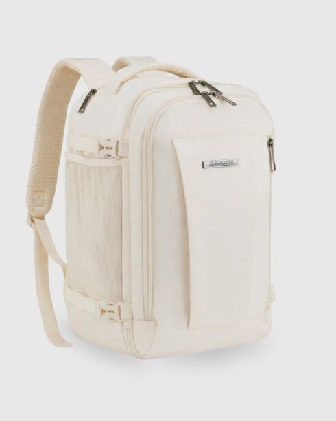 Beżowy plecak podróżny do samolotu 40x30x20, poliester i nylon, Zagatto