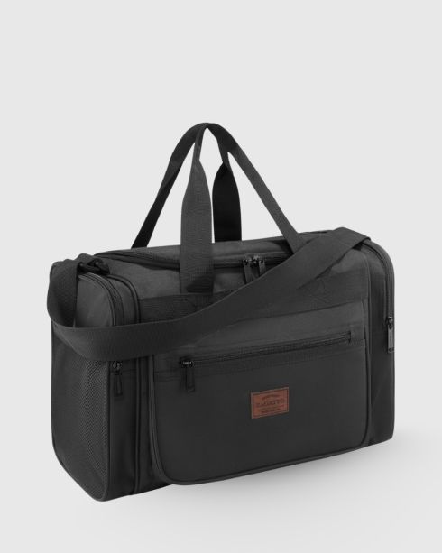 Czarna torba podróżna 40x30x20 bagaż podręczny, poliester i nylon, Zagatto