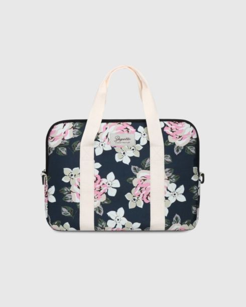 Torba na laptopa w różowe kwiaty z beżowym paskiem 15,6" cali Zagatto ZG678 - zdjęcie główne