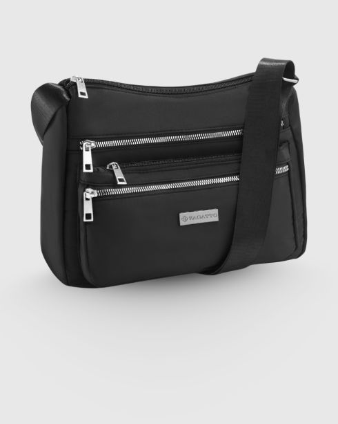 Czarna miejska torebka damska crossbody na ramię, poliester i nylon, Zagatto – zdjęcie 2