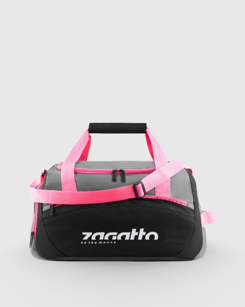 Czarna torba treningowa damska z kieszenią na buty, poliester i nylon, Zagatto