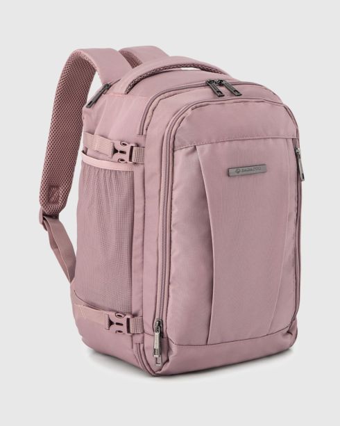 Plecak do samolotu 40x20x25 w kolorze pudrowego różu, poliester nylon, Zagatto