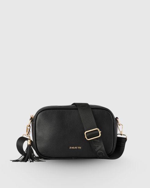 Mała czarna torebka crossbody z ekoskóry, Zagatto