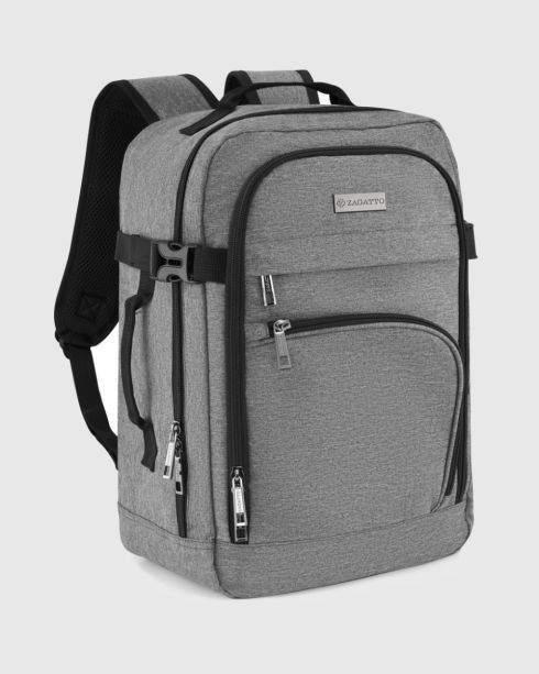 Jasny szary plecak podróżny 40x25x20 do samolotu, cordura, Zagatto