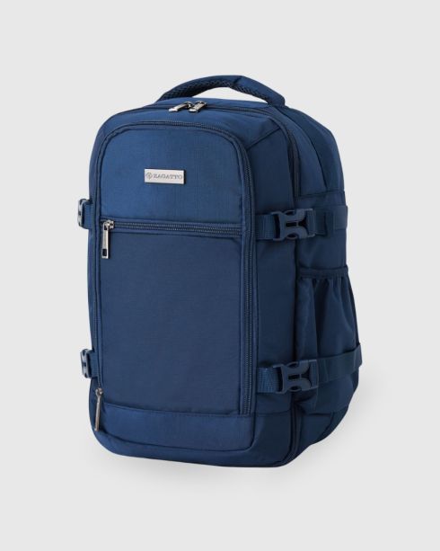 Niebieski plecak podróżny do samolotu 40x30x20, poliester i nylon, Zagatto
