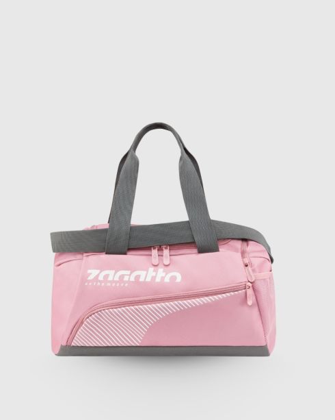 Różowa damska torba sportowa z szarymi detalami, Cordura, Zagatto