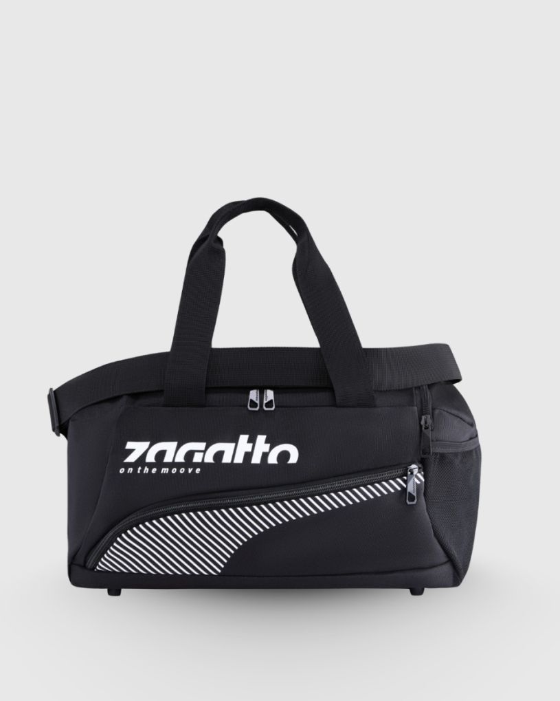 Czarna torba sportowa na siłownię, poliester i nylon, Zagatto – zdjęcie 4