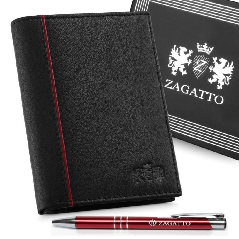 Czarny skórzany portfel męski pionowy RFID Secure, skóra naturalna licowa, Zagatto – zdjęcie 3