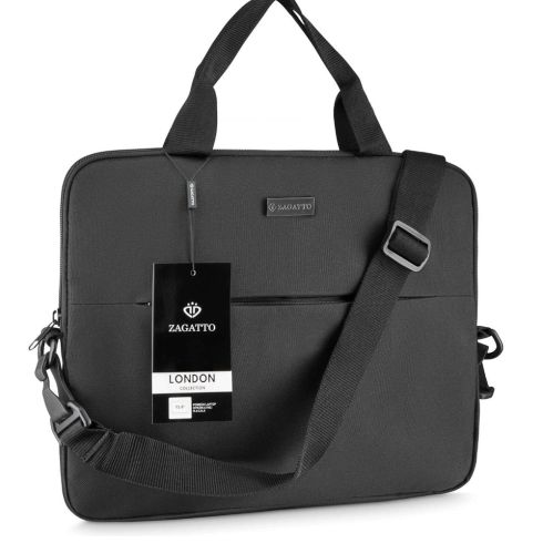 Czarna torba na laptopa 15,6 cala, poliester i nylon, Zagatto