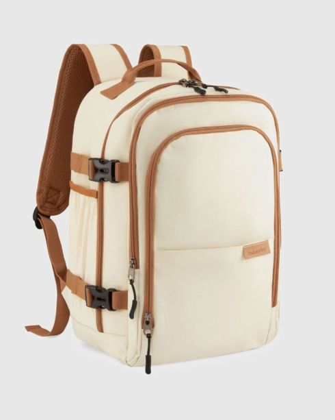 Beżowy plecak podróżny 40x25x20, poliester, nylon, Zagatto