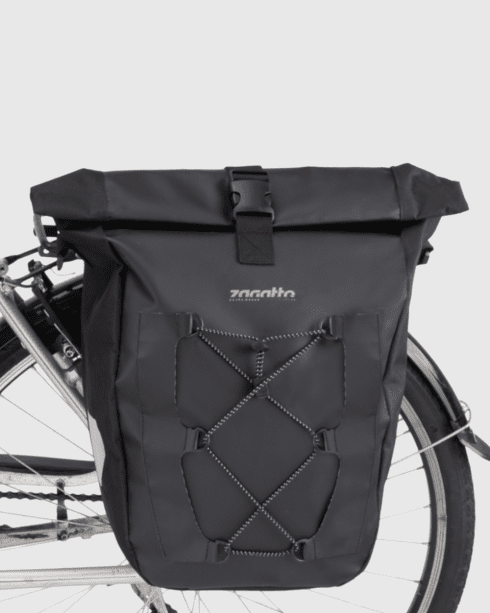 Czarna sakwa rowerowa na bagażnik, poliester i Cordura, Zagatto