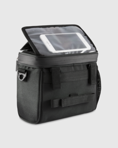 Czarna sakwa rowerowa na telefon, poliester i Cordura, Zagatto