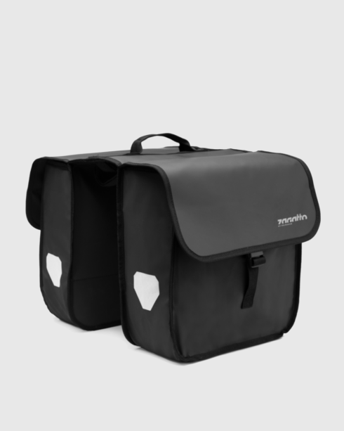 Czarna podwójna sakwa rowerowa na bagażnik, poliester i Cordura, Zagatto