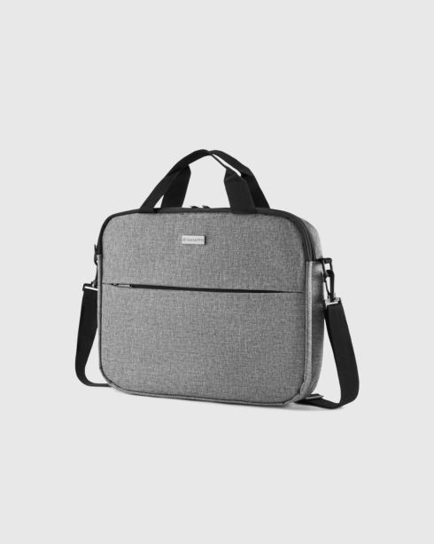 Szara torba na laptopa 15,6 cala dwukomorowa, nylon, Zagatto