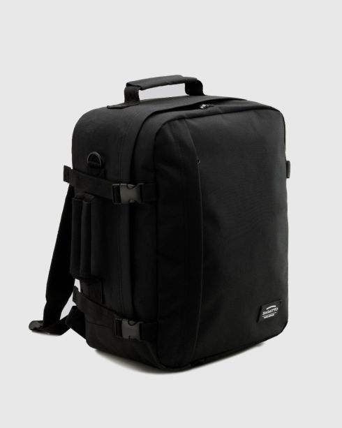 Czarny plecak 40x30x20 do samolotu, poliester i Cordura, Zagatto