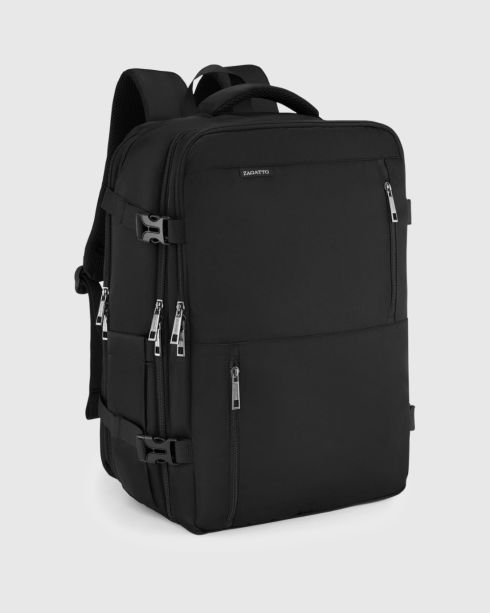 Czarny plecak wycieczkowy rozszerzalny 45x30x20, poliester nylon, Zagatto