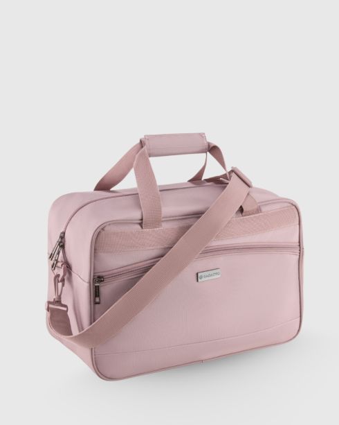 Pudrowa różowa damska torba podróżna bagaż podręczny 40x20x25 cm, poliester i nylon, Zagatto