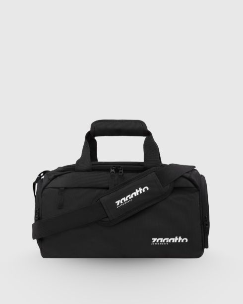 Czarna torba sportowa z kieszenią na buty, poliester i nylon, Zagatto