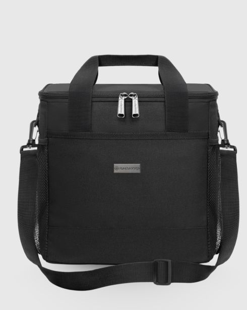 Czarna torba termiczna śniadaniowa, poliester i Cordura, Zagatto