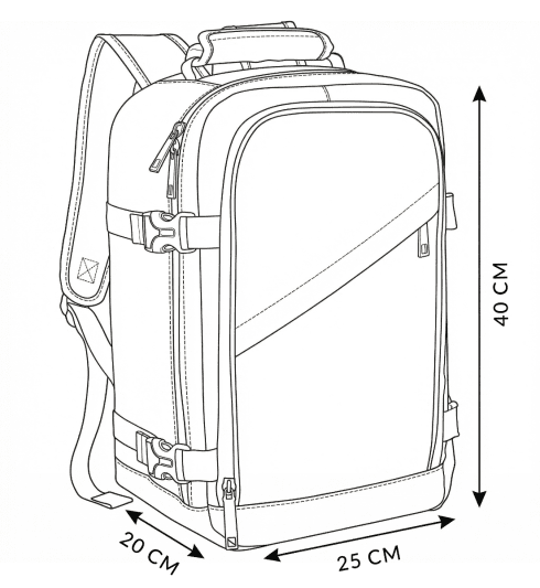 Plecak ergonomiczny 40x20x25 bagaż podręczny szary