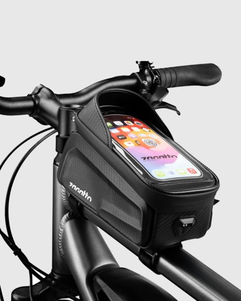 Czarna sakwa rowerowa na ramę, poliuretan, Zagatto – zdjęcie 2