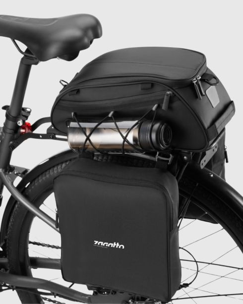 Czarna sakwa rowerowa na bagażnik, nylon, Zagatto – zdjęcie 3