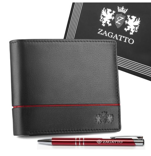 Portfel męski skórzany, poziomy, ZG-N992-F5 RFID Secure