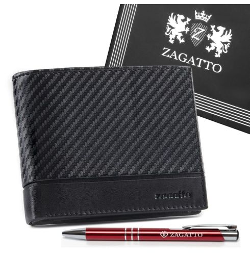 Portfel męski skórzany, poziomy, ZG-N992-F7 RFID Secure