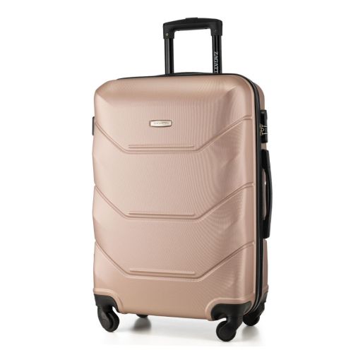 Walizka średnia na kółkach 65x45x26 różowo-złota Petra
