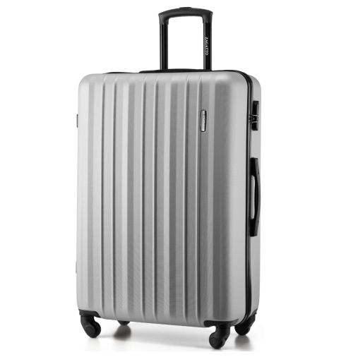 Duża walizka na kółkach, 76x50x29, srebrna, ZG509 A ALU SILVER