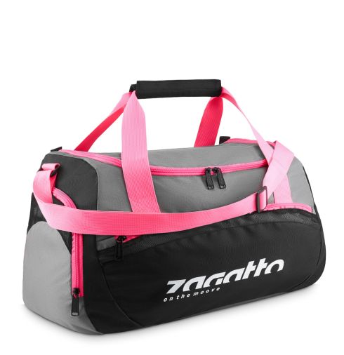 Torba sportowa damska, czarna z różowymi detalami, ZG819